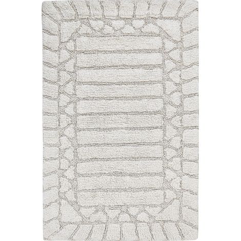 Tapis de Bain Moderne en Coton Rectangulaire 60 x 90 cm Salle de Bain Beige Tekke (1/5)