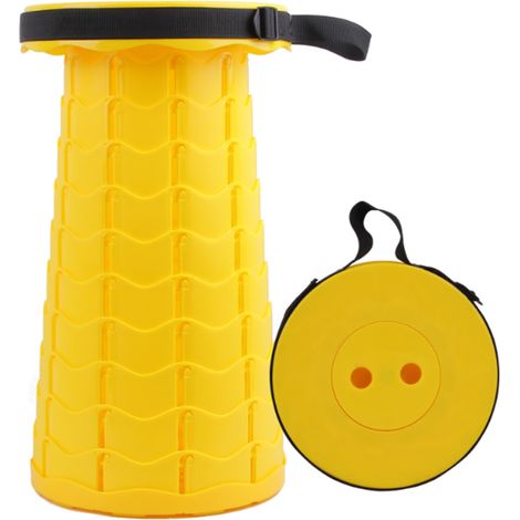 Tabouret télescopique en plastique tabouret de pêche pliant extérieur Jaune (1/4)