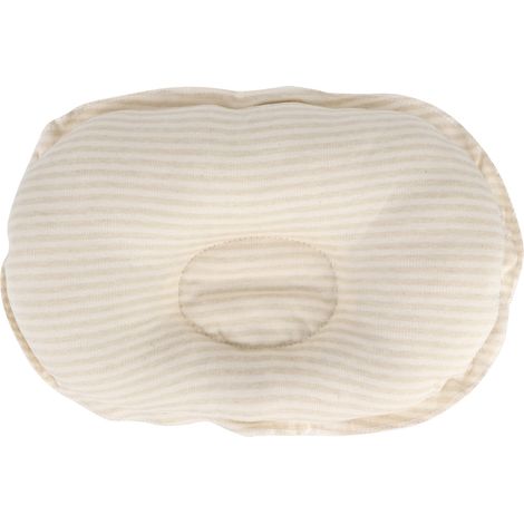 Oreiller de bébé nouveau-né ovale à rayures en coton, appui-tête, prévient la plagiocéphalie (vert) (1/5)