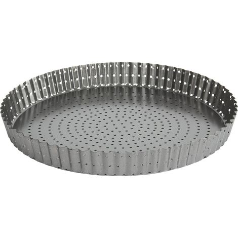 KitchenCraft MasterClass Stampo antiaderente per torte e quiche con fori con base rimovibile, 28 cm (1/4)