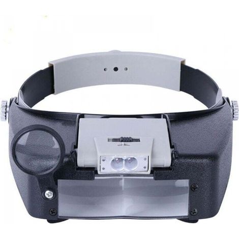 Bandeau Loupe Horloger Mains Libres Loupe avec Lumière Casque Loupe Grossissante avec LED Lumière, pour Horloger, Bijoutier, Lecture (1/5)