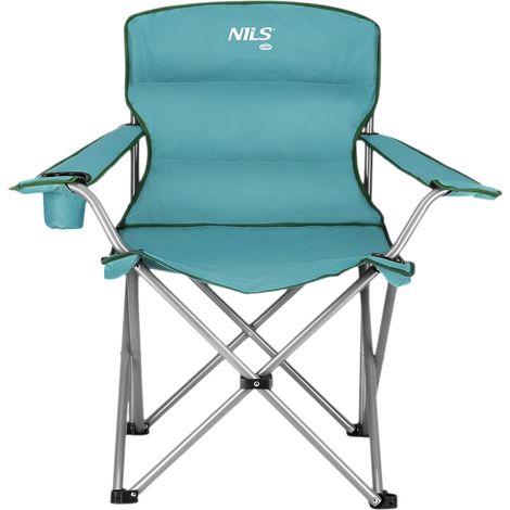 Silla de camping plegable verde, ligera y portátil.