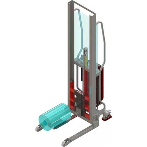 Chariot porte bobine semi électrique - Hauteur 1350mm - Capacité 100kg - Eperon et plateau rotatif pour bobine et feuillard - 8091000005