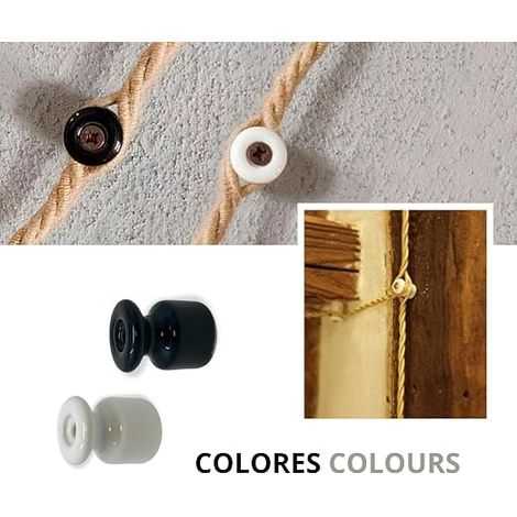 Porcelain Insulators for Braided Cables Wall or Ceiling Installation Insulation Support for Braided Cable Ceramic Insulators (1/4)