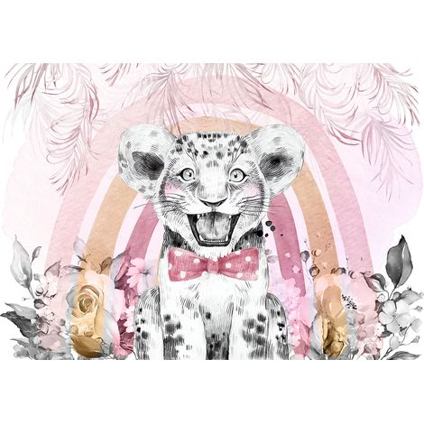 Papier peint panoramique Enfants - Lion Nœud Papillon - 130 cm x 90 cm (1/2)