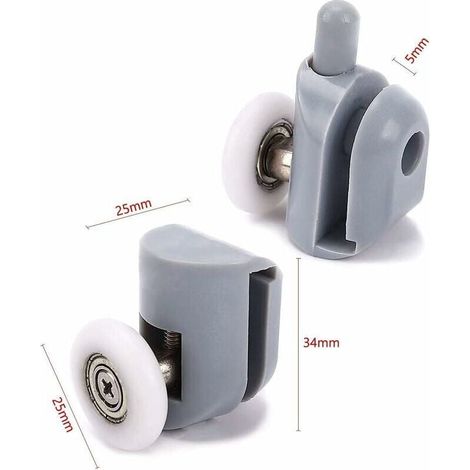 Rodillos para mampara de ducha de 8 piezas - Rodillos dobles ajustables de 25 mm - Rodillos de baño de deslizamiento suave - Antideslizantes - Para propietarios e instaladores (1/4)