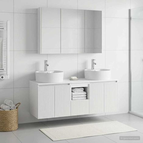 vidaXL Bathroom Cabinet Set 4 pcs White Engineered Wood (1/5)