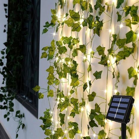 1 guirlande lumineuse solaire lierre, 7 m avec 50 LED, 8 modes et étanchéité IP65 pour décoration jardin extérieur (1/5)