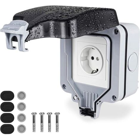 YMYNY prises extérieure résistant aux intempéries, étanche switched puissance socket ip66, mur prises électriques avec couvercle, 16a plug prises