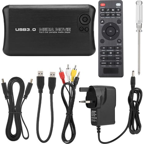 Lecteur multimédia 320 Go Mémoire 1080P Full HD, prise en charge USB, sortie HDMI/AV externe, 100-240V (Royaume-Uni) (1/5)
