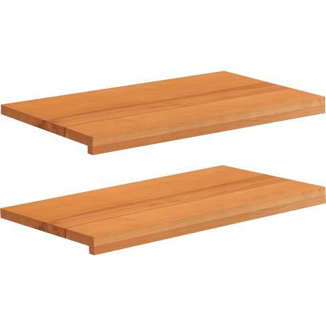 Lot de 2 Appuis de Fenêtre Intérieurs en Bois de Hêtre Massif Marron Clair 70 x 40 x 2 cm (1/5)