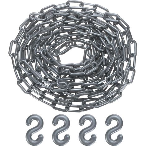 Barrières En Plastique Chaîne, 24Ft Longueur Chaîne De Sécurité En Plastique Gris Imperméable Avec Boucle En Forme De S Pour Contrôle De Foule/Ascenseur (1/5)