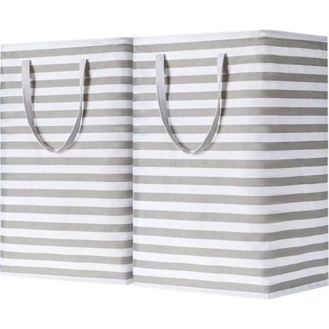 Ensemble de 2 grands paniers à linge, imperméables et autoportants, pliables avec poignées de transport, gris, 75L. (1/5)