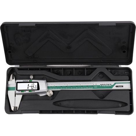 Subler Digital INSIZE 0-150 mm, 0,01 mm, acier inoxydable, électronique de mesure, LCD, étanche, argent/vert (1/5)