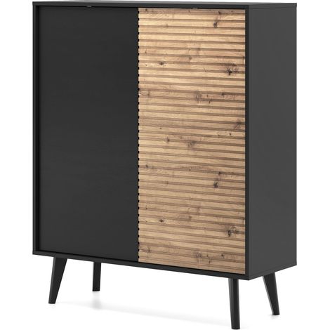 Armadio: 2 ante, 6 ripiani, Nero/Rovere Artigianale, 104 x 83 x 39 cm (1/5)