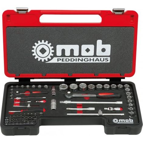 Mob Outillage – Coffret Fusion Box Cargo 70p – Douilles 1/4'' et 1/2'' – Polyéthylène haute densité – Charnières triples renforcées (1/5)