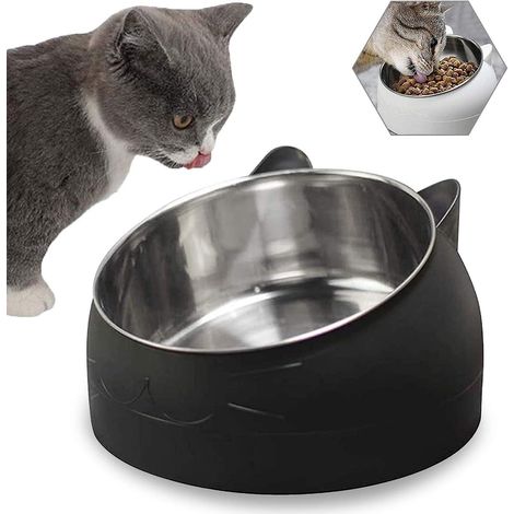 Gamelle antidérapante inclinée en acier inoxydable pour chats, chiots, hamsters, lapins et petits animaux (1/5)