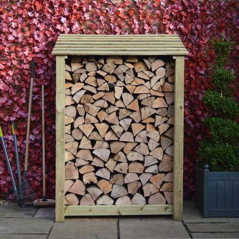 Greetham 6ft Log Store with Kindling Shelf - L80 x W123 x H181 cm - Light Green