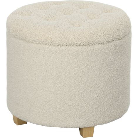 Banco con almacenaje tapizado color blanco crema Ø45 x 41 cm (1/5)