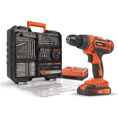 Powerplus Dual Power Perceuse-Visseuse sans Fil POWDP15300 avec 20 V Li-ion Batterie Chargeur, Mallette, pour Bois, Pierre et Métal