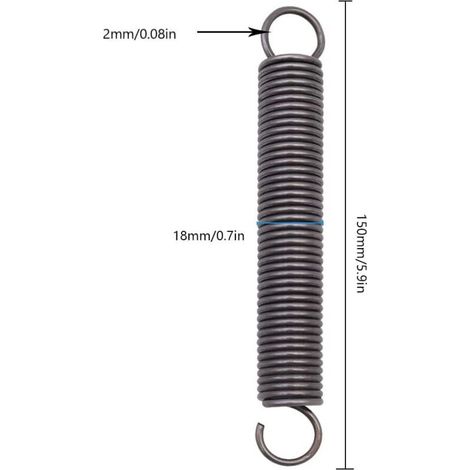 2 Pièces Ressort de Traction Acier Ressort Comprimé étendu Ressorts à Double Crochet - 2x18x150mm (1/4)