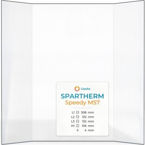 Vitre Spartherm SPEEDY M57 - Verre Prismatique pour insert - (132 + 308 + 132) x 516 mm (L2+L1+L3 x H1) - 4 mm