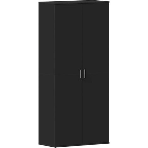 Cabinet à chaussure  Meuble à chaussures Noir 80 x 39 x 178 cm Bois d'ingénierie