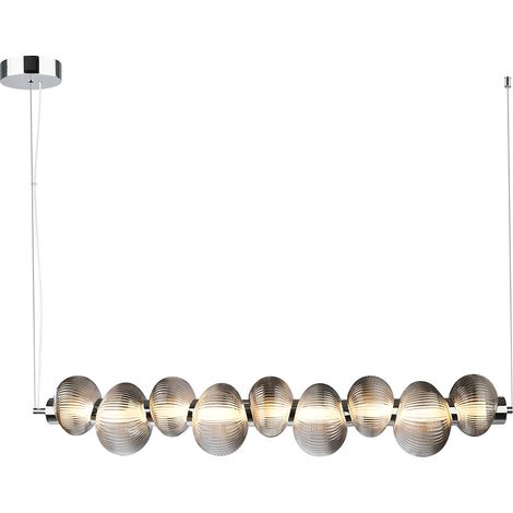 Lámpara colgante de diseño moderno para salón, comedor o sobre la mesa, cromada, cristal ahumado, luz cálida, LED 32W, BOLLA Milagro (1/5)