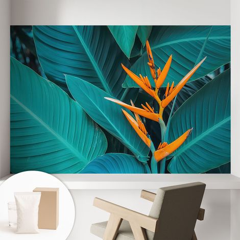 Carta Da Parati Non Tessuto - Decorazione Da Muro - Traspirante - Con Motivo - Per Camera Da Letto Cucina Fiori con foglie 104x70 cm (1/5)