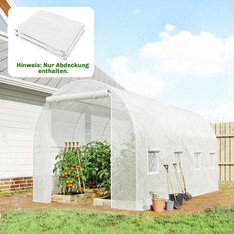 Film serre Film jardin imperméable porte 8 fenêtres Protection UV Polyéthylène résistant aux déchirures - Dimensions: 4x2 m - Couleur: Blanc