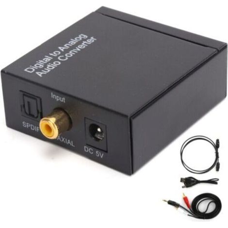 Adaptateur audio 3,5 mm Convertisseur coaxial optique numérique vers analogique RCA L R pour la commutation audio professionnelle à domicile (câble USB hôte, câble optique, câble audio)