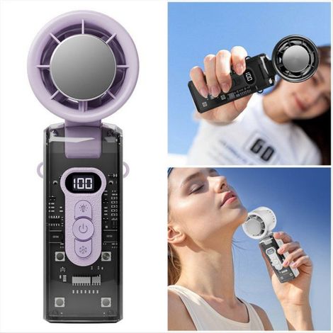 Ventilateur Portable - Batterie 3600 mAh - 100 Niveaux De Vitesse - Usage Main Table Cou - Violet - 1 Pièce (1/5)