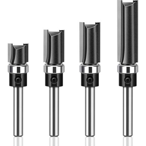 Fraise à Copier - Tige 6 mm - Diamètre de Coupe 12,7 mm - Hauteurs de Coupe 12,7 / 19 / 25,4 / 32 mm - Pour Routeur Bois MDF Contreplaqué - Lot de 4