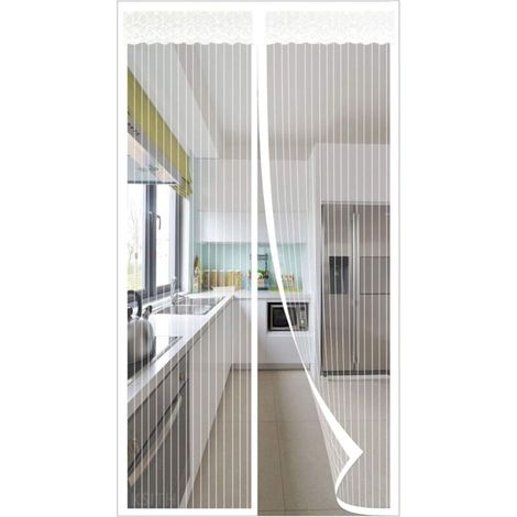 Magnetischer Moskitonetzvorhang für Türen bis zu 90 cm x 210 cm (weiß)