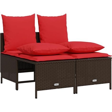 4-teiliges Gartensofa-Set mit Kissen, braun, Polyrattan vidaXL (1/5)