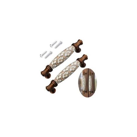 tiradores de cerámica vintage de 96 mm para muebles, tiradores de cerámica para cajones, aleación de zinc, tiradores para cajones con orificios para tornillos.