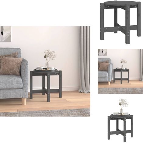 Couchtisch Grau Ø 52,5x45 cm Massivholz Kiefer - Couchtisch - Holzmöbel - Esszimmertisch - Wohnzimmerdeko - Kiefernholzmöbel (1/5)