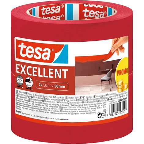 tesa EXCELLENT 56549-00000-00 Nastro crespato Rosso (L x L) 50 m x 50 mm 2 pz. (1/4)