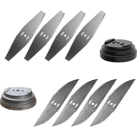 Lame de Tondeuse à Gazon, Lame en métal, Lame de débroussailleuse, Lame de Rechange sans Fil, Tondeuse de Jardin, Seulement 8 Lames incluses, avec Base en Lame, pour Accessoires de Jardin (1/5)