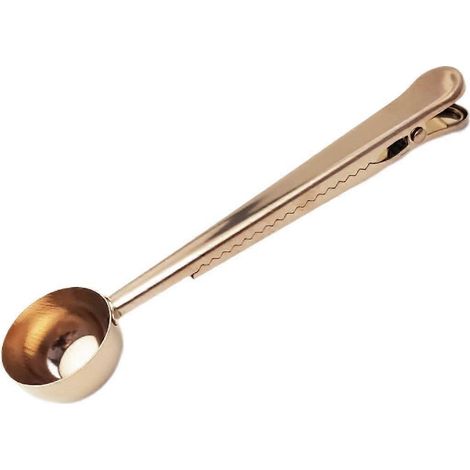 Cuillère à café, cuillère doseuse en acier inoxydable avec clip pour sachet de café, pour moudre le café, l'espresso, les grains de café et le thé. (1/2)