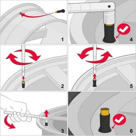 Kit de démontage et montage de valve de pneu tubeless à clipser TR413 avec obus, extracteur d'obus à une tête pour réparation et entretien auto (1/4)