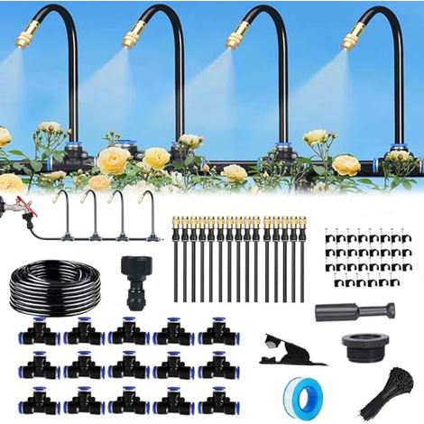 Automatisches Bewässerungssystem Garten 360 ° Automatische Bewässerung Schlauch, Nebelbewässerungskit, Einstellbare Düse, für Pflanzenbewässerung Garten und Balkontopfpflanzen im Freien (15M) (1/5)