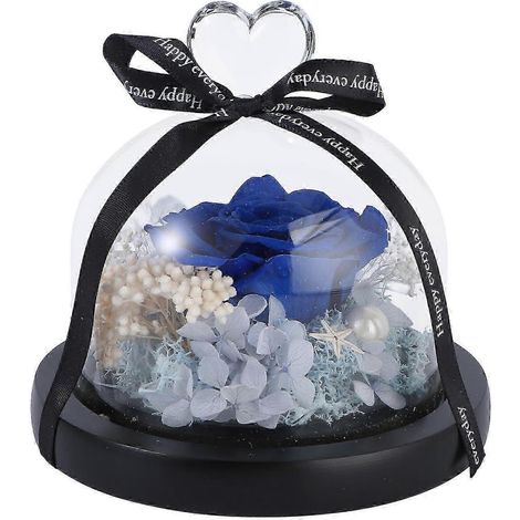 Rose sous cloche en verre, décoration inaltérable pour la maison et le bureau, symbole d'amour éternel pour votre petite amie, amoureuse ou épouse. (1/5)