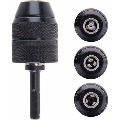 Garden FutureAdaptateur Sds Plus Mandrin autoserrant à fermeture rapide 2-13 mm Mandrin Qualité pro , XU,Robuste 1/2-20UNF Perceuse Sans Clé de Mandrin à Fermeture Rapide Equipé de Adaptateur SDS - KZ (1/4)