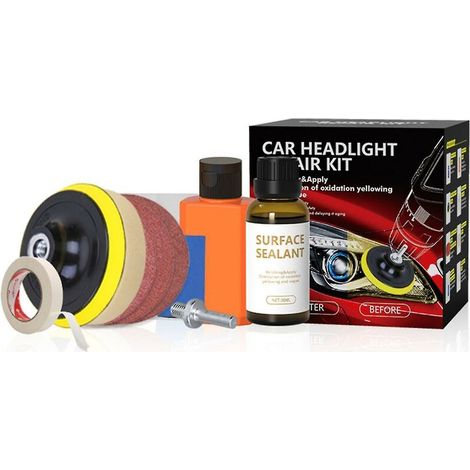 Kit de reparación y restauración de faros de coche, pulidor de faros portátil
