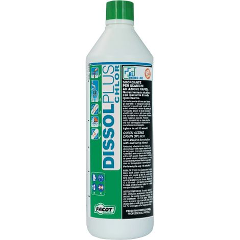 Facot DISSOL PLUS CHLOR Sgorgante igienizzante detergente tubazioni scarichi 1 LT (1/2)