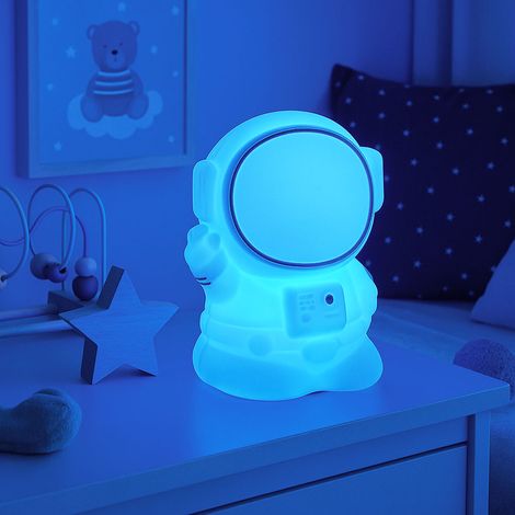 Lampe de table pour enfants Lampe de chevet LED Lampe de chevet pour enfants Astronaute, changement de couleur RGB, variateur tactile, minuterie, LxH10,4 x 14 cm