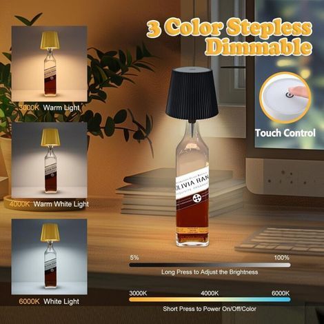 Odipie – Lampe à poser sans fil rechargeable 1200mAh – Lampe tactile LED moderne – Or rayé pour décoration intérieure et extérieure (1/4)