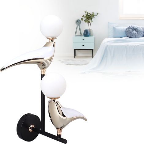 Applique murale d'intérieur à double tête, applique murale créative nordique en forme d'oiseau, douille G9, applique murale créative en forme d'oiseau, lampe décorative pour salon et chambre. (1/5)