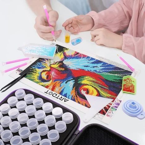 Accessoires de Diamond Painting - - Boite de Rangement avec 60 Emplacements - Blanc - Plastique - Résine (1/4)